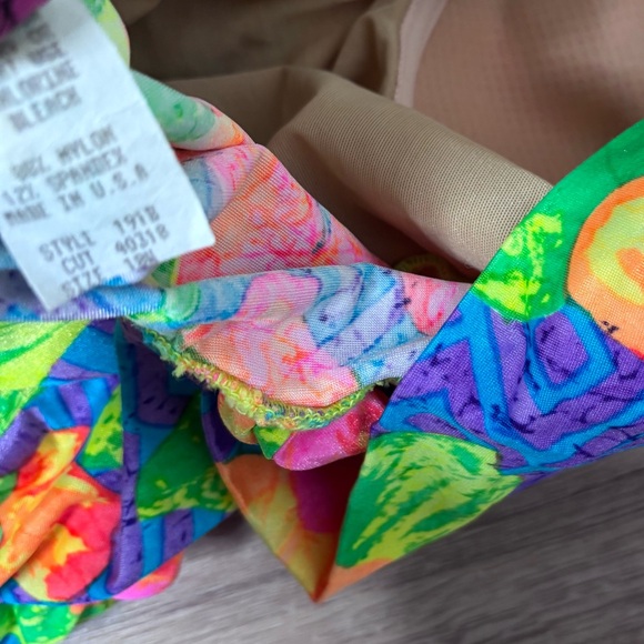 Vintage Fantasize 90s Neon Floral Bikini – Size 18W Plus Size Retro Swimwear - Picture 7 of 9